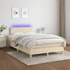 Image de vidaXL Boxspring met matras en LED stof cràmekleurig 120x200 cm3133546
