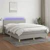 Image de vidaXL Boxspring met matras en LED stof lichtgrijs 140x200 cm3133557