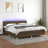Image de vidaXL Boxspring met matras en LED stof donkerbruin 160x200 cm3133568