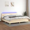 Image de vidaXL Boxspring met matras en LED stof cràmekleurig 200x200 cm3133586