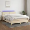 Image de vidaXL Boxspring met matras en LED stof cràmekleurig 140x200 cm3133642