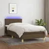Image de vidaXL Boxspring met matras en LED stof donkerbruin 100x200 cm3133696