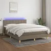 Image de vidaXL Boxspring met matras en LED stof taupe 140x200 cm3133721