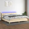 Image de vidaXL Boxspring met matras en LED stof cràmekleurig 200x200 cm3133746