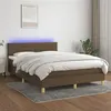 Image de vidaXL Boxspring met matras en LED stof donkerbruin 140x190 cm3133792
