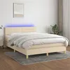 Image de vidaXL Boxspring met matras en LED stof cràmekleurig 140x200 cm3133802