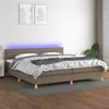 Image de vidaXL Boxspring met matras en LED stof taupe 200x200 cm3133825
