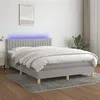 Image de vidaXL Boxspring met matras en LED stof lichtgrijs 140x200 cm3133877