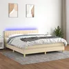 Image de vidaXL Boxspring met matras en LED stof cràmekleurig 180x200 cm3133898
