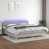 Image de vidaXL Boxspring met matras en LED stof lichtgrijs 200x200 cm3133901