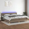 Image de vidaXL Boxspring met matras en LED stof taupe 200x200 cm3133905