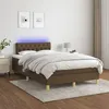 Image de vidaXL Boxspring met matras en LED stof donkerbruin 120x200 cm 3133944