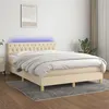 Image de vidaXL Boxspring met matras en LED stof cràmekleurig 140x200 cm3133962