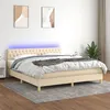 Image de vidaXL Boxspring met matras en LED stof cràmekleurig 160x200 cm3133970