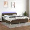 Image de vidaXL Boxspring met matras en LED stof donkerbruin 180x200 cm3133976