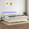Image de vidaXL Boxspring met matras en LED stof cràmekleurig 200x200 cm3133986