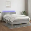 Image de vidaXL Boxspring met matras en LED stof lichtgrijs 140x190 cm3134029