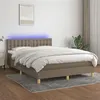Image de vidaXL Boxspring met matras en LED stof taupe 140x190 cm3134033