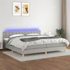 Image de vidaXL Boxspring met matras en LED stof lichtgrijs 200x200 cm3134061