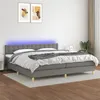 Image de vidaXL Boxspring met matras en LED stof donkergrijs 200x200 cm3134062
