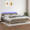 Image de vidaXL Boxspring met matras en LED stof taupe 200x200 cm3134065