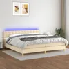 Image de vidaXL Boxspring met matras en LED stof cràmekleurig 200x200 cm3134066