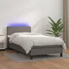 Image de vidaXL Boxspring met matras en LED kunstleer grijs 90x200 cm3134085