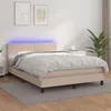 Image de vidaXL Boxspring met matras en LED kunstleer cappuccinokleur 140x190cm3134104