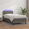 Image de vidaXL Boxspring met matras en LED kunstleer grijs 90x190 cm3134199