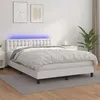 Image de vidaXL Boxspring met matras en LED kunstleer wit 140x200 cm3134226