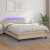 Image de vidaXL Boxspring met matras en LED kunstleer cappuccinokleur 140x200cm3134230
