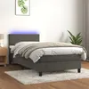 Image de vidaXL Boxspring met matras en LED fluweel donkergrijs 80x200 cm3134250