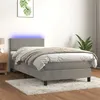 Image de vidaXL Boxspring met matras en LED fluweel lichtgrijs 90x200 cm3134261