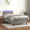 Image de vidaXL Boxspring met matras en LED fluweel lichtgrijs 100x200 cm3134267
