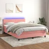 Image de vidaXL Boxspring met matras en LED fluweel roze 140x190 cm3134284
