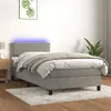 Image de vidaXL Boxspring met matras en LED fluweel lichtgrijs 90x200 cm3134321