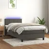 Image de vidaXL Boxspring met matras en LED fluweel donkergrijs 80x200 cm3134370