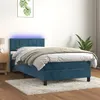 Image de vidaXL Boxspring met matras en LED fluweel donkerblauw 80x200 cm3134373