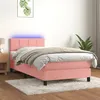 Image de vidaXL Boxspring met matras en LED fluweel roze 90x190 cm3134380