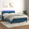 Image de vidaXL Boxspring met matras en LED fluweel donkerblauw 140x200 cm3134409