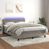 Image de vidaXL Boxspring met matras en LED fluweel lichtgrijs 140x190 cm3134459