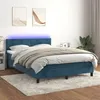 Image de vidaXL Boxspring met matras en LED fluweel donkerblauw 140x200 cm3134469