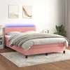 Image de vidaXL Boxspring met matras en LED fluweel roze 140x200 cm3134470