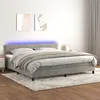 Image de vidaXL Boxspring met matras en LED fluweel lichtgrijs 200x200 cm3134483