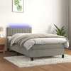 Image de vidaXL Boxspring met matras en LED fluweel lichtgrijs 90x200 cm3134501