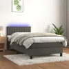 Image de vidaXL Boxspring met matras en LED fluweel donkergrijs 90x200 cm3134502