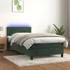 Image de vidaXL Boxspring met matras en LED fluweel donkergroen 100x200 cm3134510