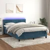 Image de vidaXL Boxspring met matras en LED fluweel donkerblauw 140x200 cm3134529