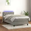 Image de vidaXL Boxspring met matras en LED fluweel lichtgrijs 80x200 cm3134549