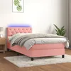 Image de vidaXL Boxspring met matras en LED fluweel roze 80x200 cm3134554